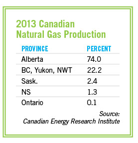 2013 Canadian natural gas production