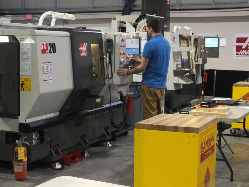 Jonathan Adair of Georgian College competing at the CNC Machining competition