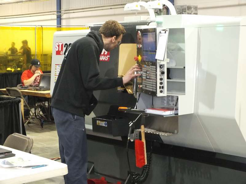 Zane Wiens from George Brown College at the CNC Machining competition