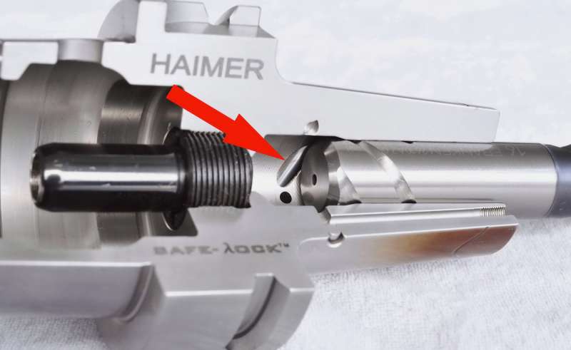 A cut-away of the Haimer Safe-Lock holder for shrinking technology.