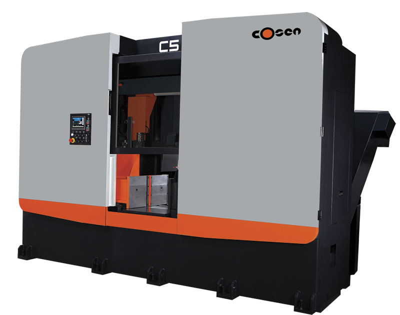 One of Cosen's newest bandsaws, the C5 with a blade speed of 20 to 100 m/min (66 to 330 ft/min).