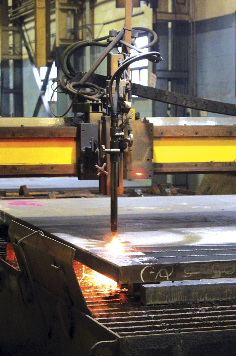The ESAB oxy fuel flame cutter in action at the Cambridge, ON, facility.