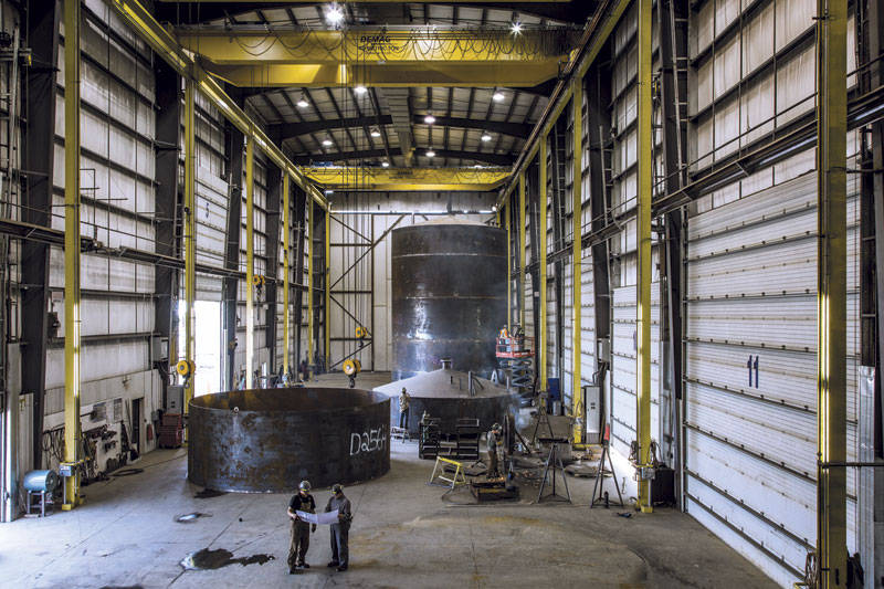 An interior look at the large vessel and tank manufacturing operations.