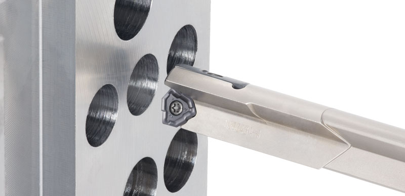 Tungaloy's TungDrillTri single flute drill has an indexable carbide insert with three serrated edges that John Mitchell says provides highly effective chip evacuation in deep hole drilling applications.