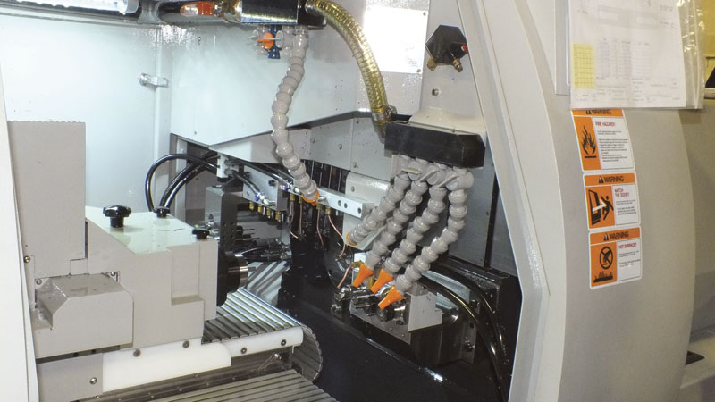 An inside look at the other new member in the machine shop, the Hanwha Swiss turn machine.