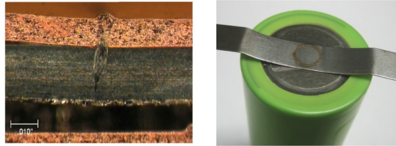 Examples of laser welding conductive tabs