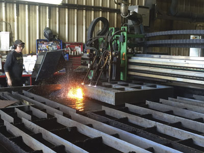 The Hypertherm plasma cutting system in action at Rector's shop.