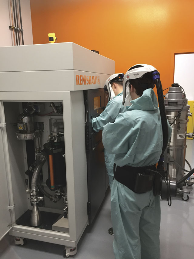 One of Renishaw's metal additive machines at the Solutions Centre.