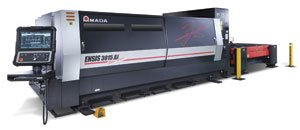 Laser cutting systems are considered a powerful option for many fabricatio shops because of the speed, accuracy and flexibility such systems offer. Seen here is Amada's fiber laser cutting system.