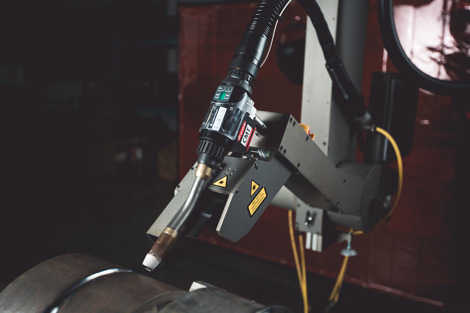 Close up view of the Novarc robotic welding system