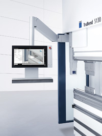 TRUMPF's  bending machines, such as the TruBend 5000 series, feature the company's Automatically Controlled Bending (ACB) laser angle measuring tool.