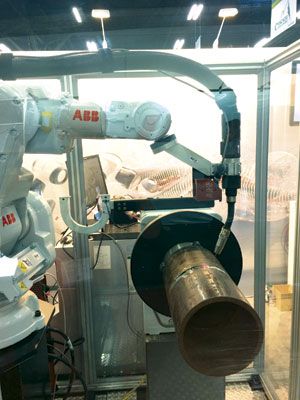 An ABB pipe welding system in action.IMAGE: ABB