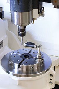 Here, the QC20-W ballbar is being used to calibrate a CNC drill-tap machine.