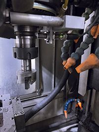 An RFID chip reader can be positioned either inside or outside the machine tool, providing the flexibility needed for any manufacturing situation. Caron Engineering