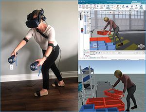 Here, Siemens’ full body tracking software is used to capture motion and generate virtual reality simulations.